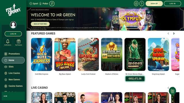 Mr Green casino screenshot